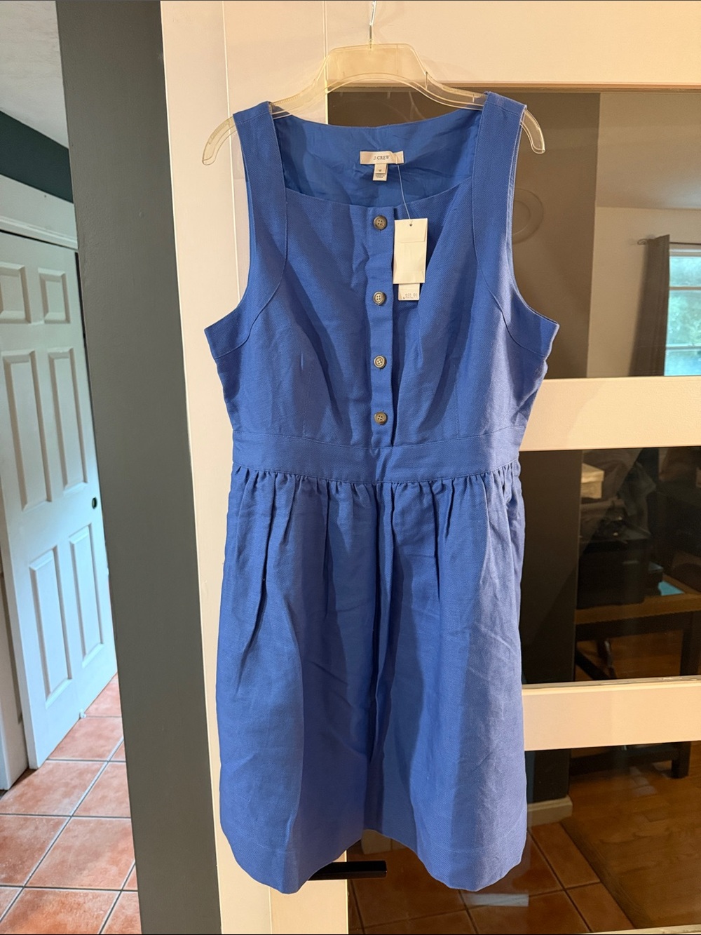 J. Crew Textured Royal Blue Linen and Cotton Dress
